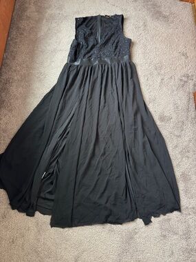 Knitee Black Lace Bodice Maxi Dress Sleeveless Formal SIZE XL